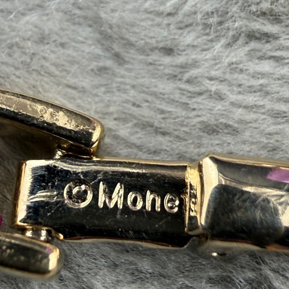 Vintage Monet Bracelet Gold Tone Brown Rootbeer Rhinestone 7" - Picture 5 of 9